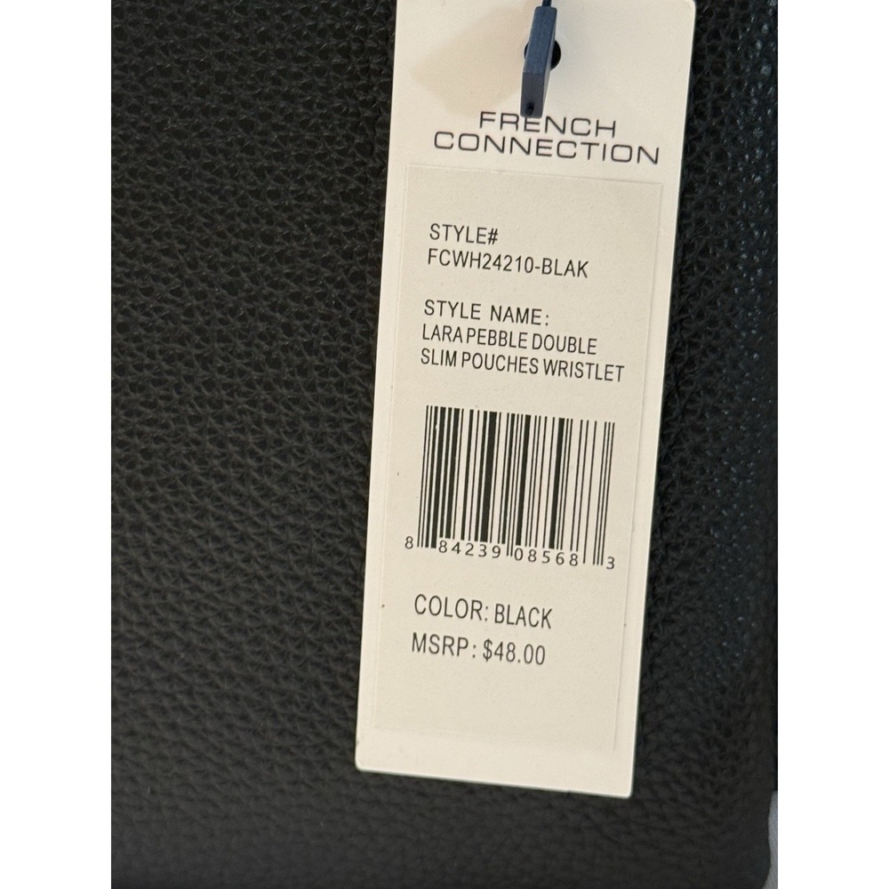 French Connection Lara Pebble Double Slim Pouches Wristlet Black NWT - Picture 3 of 10